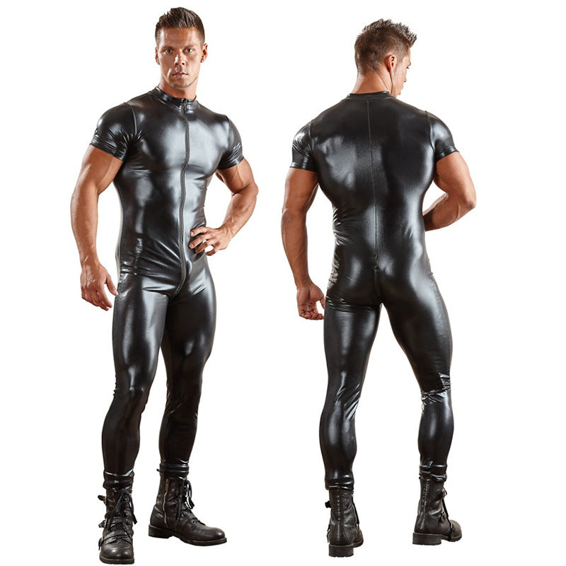 Men's Double Zipper Body Shaper Boxer Bodysuit