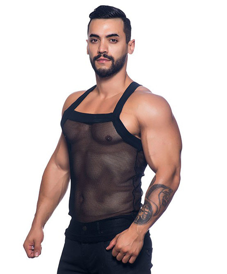 Men's Sexy Wide-brimmed Mesh Vest