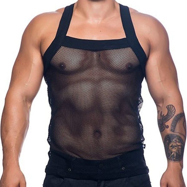 Men's Sexy Wide-brimmed Mesh Vest