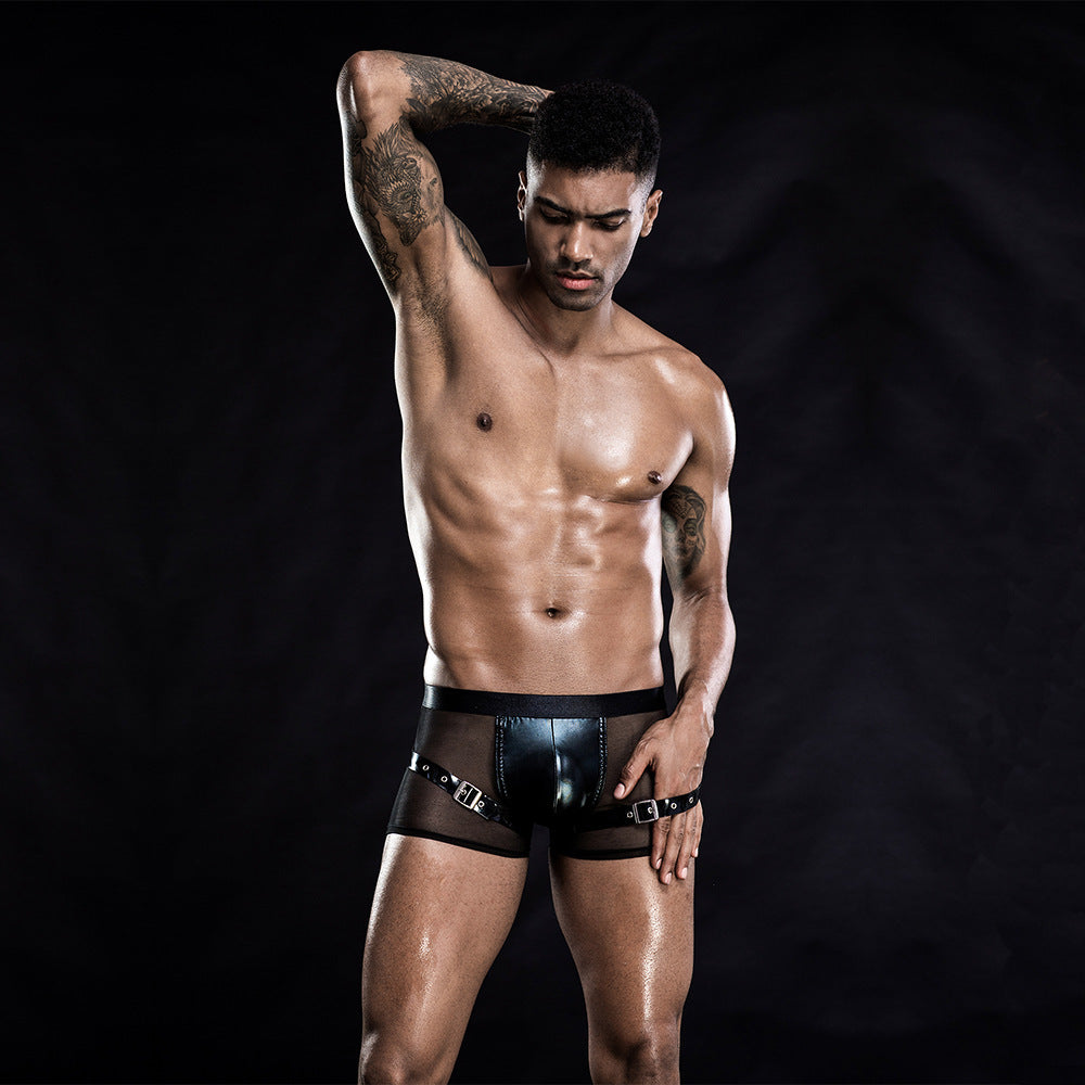 Men's Sexy Underwear Boxers PU Leather Underpants